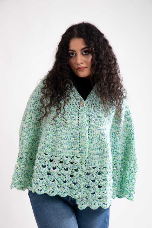 Mint Cascade Crochet Cape