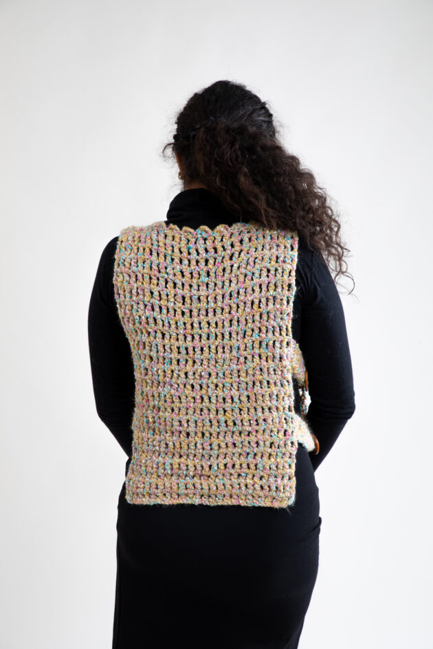 Multicolor Crochet Vest with Side Buttons - Image 3