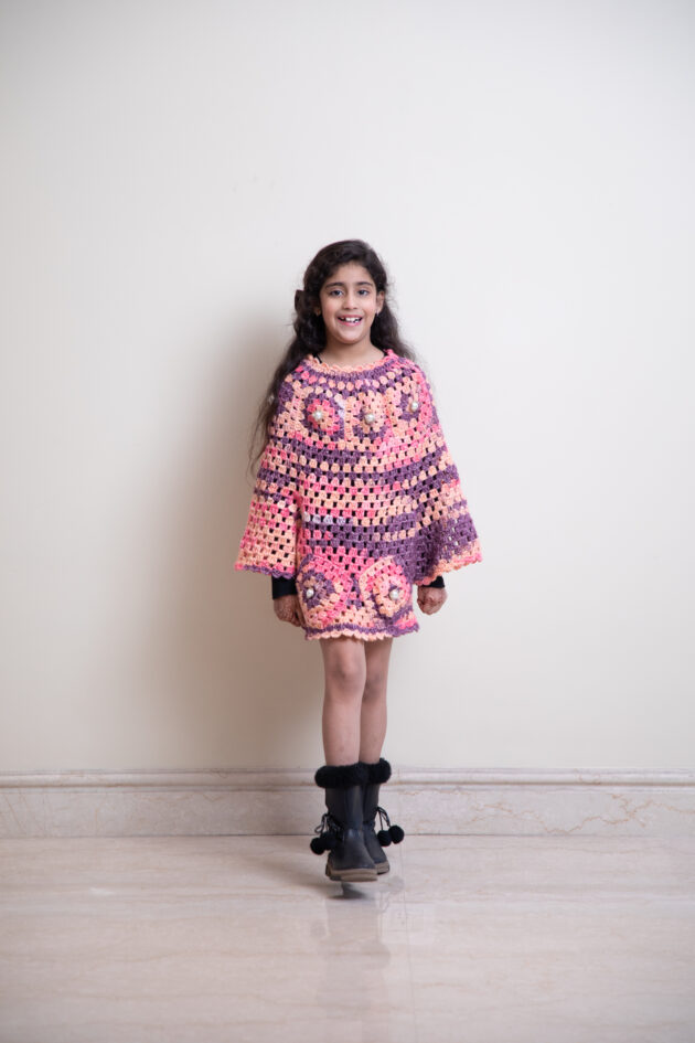 Twinkle Patch Kids Crochet Poncho - Image 2