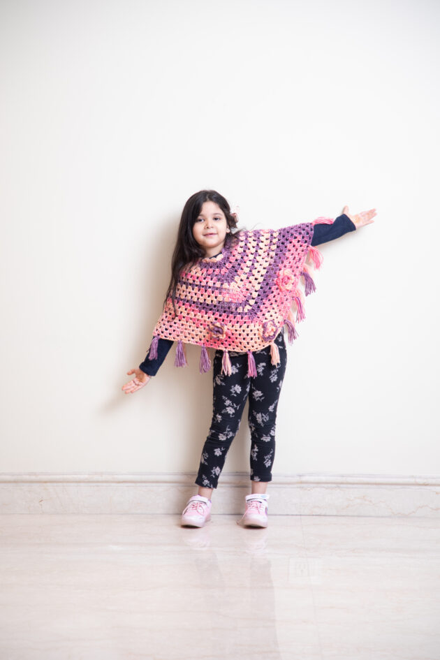 Twilight Bloom Kids Crochet Poncho