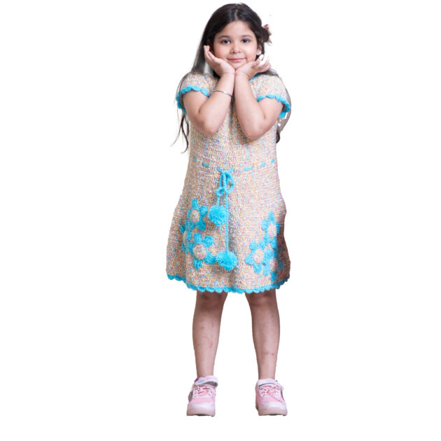 Aqua Bloom Kids Crochet Dress